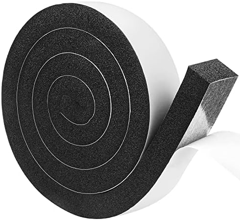 YIJUHOU Weather Stripping Door Seal Window Air Conditoner Insulation Foam Seal Tape Black Open Cell Door Seal Strip (2IN*1IN*6.5FT)