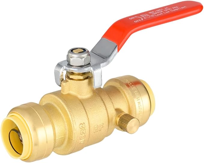 (Pack of 2) EFIELD 3/4 Inch Push-Fit Full Port Ball Valve with Drain, Disconnect Clip Tool, UPC Certified,(PF-VALVE069-2PCS)
