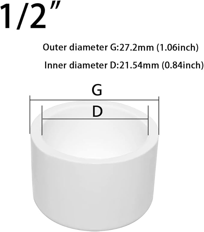 1/2 Inch Pipe End Cap Fitting, Furniture Grade End Cap Fittings for Building Furniture Greenhouse Shed Pipe Fittings Tent Connection (Pack of 8)