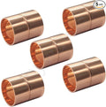 Joywayus 5PCS 1" ID Copper Coupling with Dimple Stop Straight Sweat Pipe Fitting Pressure Plumbing Solder Connection