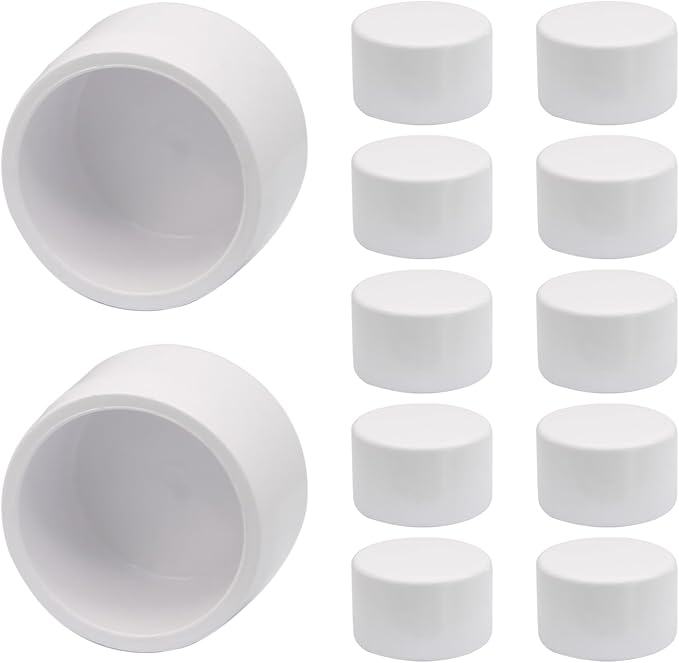 12 Pack 3/4 Inch PVC Cap, SCH40 PVC Pipe End Cap Fitting Furniture Grade PVC Pipe End Cap Plug Adapter, White PVC Pipe Plug Socket Fittings for Build PVC Furniture DIY Garden Shelf