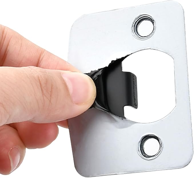 12 Pcs Deadbolt Strike Plate, Stainless Steel Round Corner Door Strike Plate Black Deadbolt Covers Door with Screws Reinforcement Kit