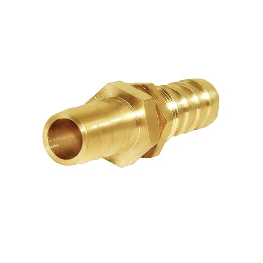 Joywayus 5/16'' Hose Barb Thru-Bulk Head Hex Union Brass Fitting with Flat Washer Gasket Water/Fuel/Air