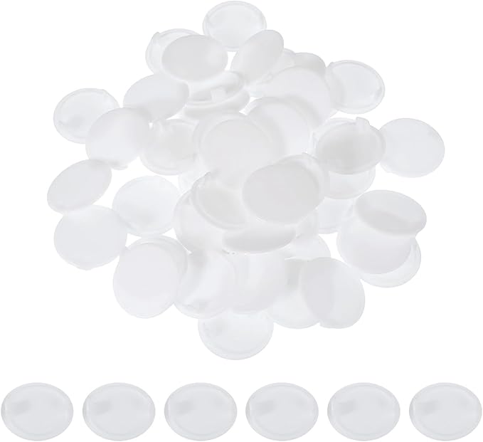 uxcell 50Pcs Plastic Hole Plugs, 1-2/5"(35mm) Flush Type Panel Round Screw Caps Cover Fastener Knockout Locking Plugs for Furniture Insert End Caps Panels, White