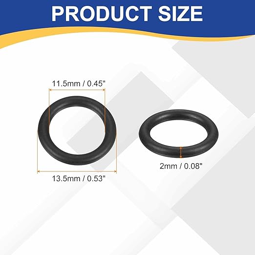 HARFINGTON 50pcs Nitrile Rubber O-Rings 13.5mm OD 9.5mm ID 2mm Width Metric Buna-N NBR Sealing Gasket Plumbing Sealing Repair O Rings for Car Auto Vehicle Repair Faucet Air Gas