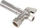 EFIELD 1/4 Turn Stop Angle Valve, 1/2" Nominal (5/8" OD) Compression x 3/8" OD With Stainless Steel Water Hammer Arrestor Chrome Plated Brass,(ARSTRVLV001)