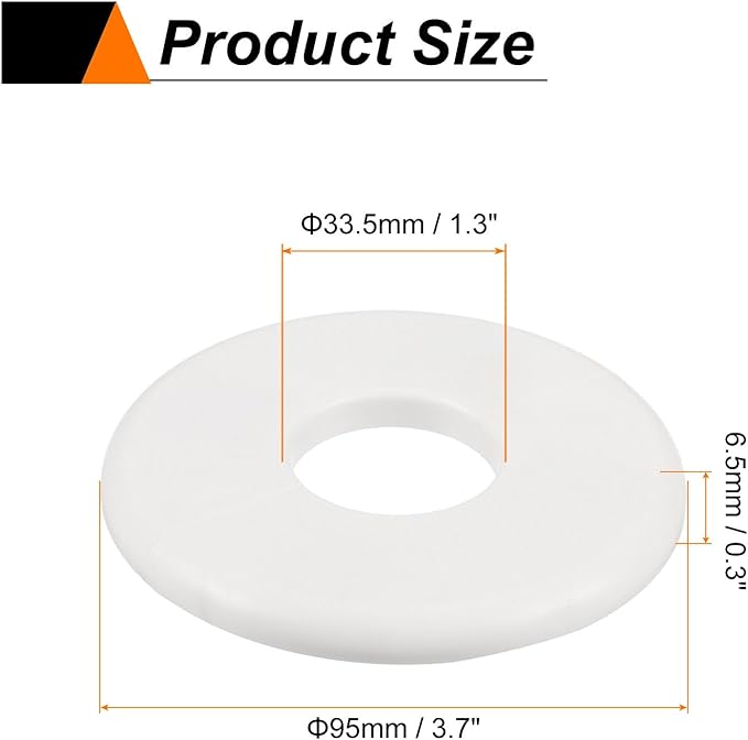 HARFINGTON 2pcs Wall Split Flange 33.5mm/1.3" Self-Adhesive Plumbing Cover Plates ABS Plastic Round Escutcheon Plate Buckle Design for Water Pipe Bathroom Kitchen Decoration, White