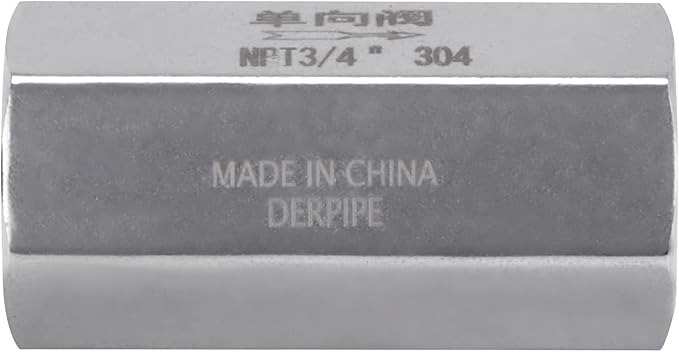 Air Check Valve - 3/4" NPT Female x Female High Temperature Stainless Steel Hex One Way Valve For Air