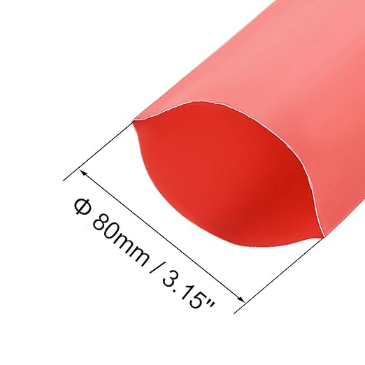 uxcell Heat Shrink Tubing, 80mm Dia 128mm Flat Width 2:1 Rate Shrinkable Tube Cable Sleeve 1m - Red