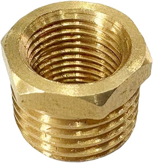 1/4" NPT Male x 1/8" NPT Female Brass Reducer Hex Bushing Threaded Pipe Fitting Reducing Adapter Pack of 2