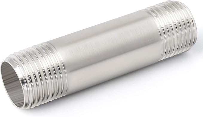 TAISHER 2PCS Stainless Steel Pipe Fittings, 1" NPT x 1" NPT Male Threaded, 2" Length Nipple Cast Pipe