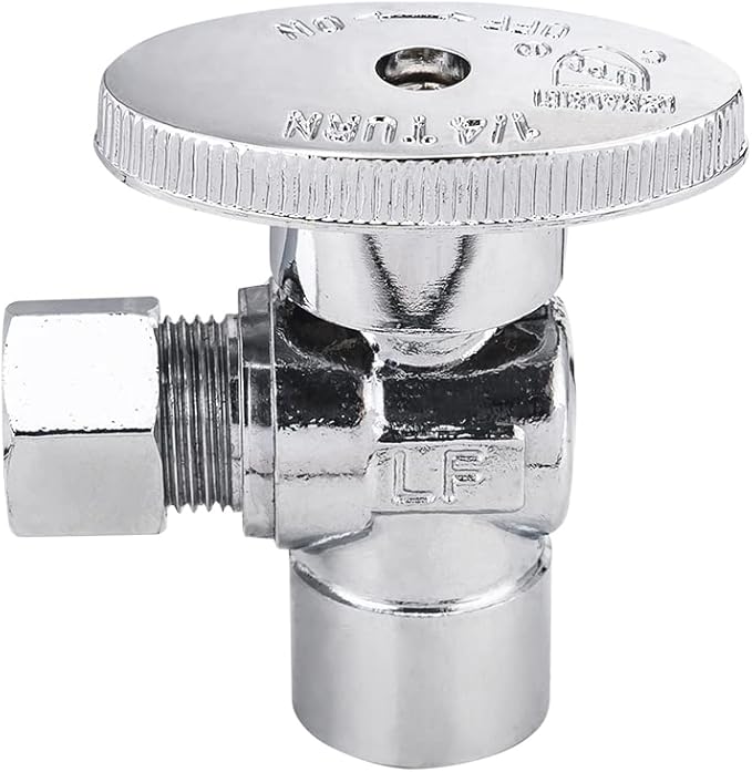 (Pack of 2) EFIELD 1/4 Turn Angle Stop Valve Sweat 1/2" X 3/8" OD Compression Connection, Chrome Plated Brass,(VALVE082-2PCS)