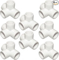 1/2Inch Tee PVC Fitting 4 Way Elbow Connector, Furniture Grade 90 Degree Elbow Side Outlet, Corner Fittings for Building Furniture Greenhouse Shed Pipe Fittings Tent Connection (Pack of 8)