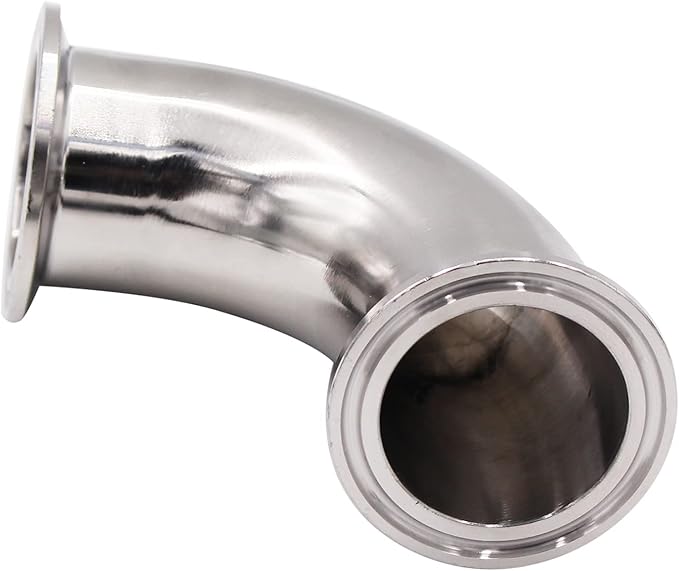 DERNORD 2 Pack 1.5" Tube OD Sanitary Ferrule Elbow 90 Degree Pipe Fitting with 4 Silicone Gaskets SUS304 Tri Clamp 1.5 Inch