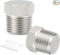 2PCS Stainless Steel Outer Hex Thread Socket Pipe Plug Fitting, 1/4" NPT Male, for Blocking or Sealing Holes in Pipes or Devices