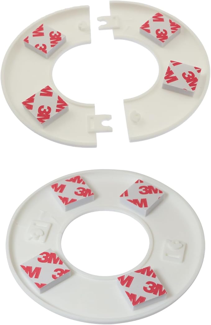 2PCS 51mm Self Adhesive ABS Wall Hole Cover Plate Pipe Penetration Hole Concealer Split Flange Pipe Guard Ring Fits All Household Pipes Angle Valves and Faucets White