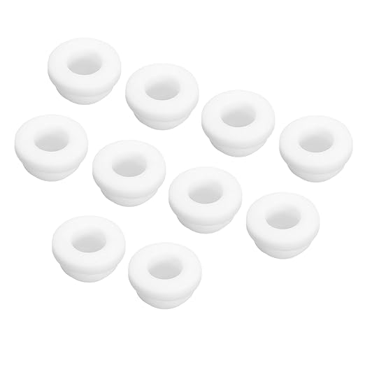 MECCANIXITY 20Pcs Snap Silicone Rubber Grommet Plug Mount Dia 10mm ID 7mm Narrow Groove Width 2mm Seal Anti-Scratch Sleeves for Electrical Box Cable Pipes White