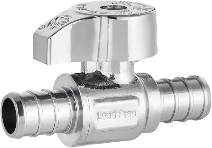 Pro 15-Pack EFIELD 1/4-Turn Straight Stop Valve, Pex Crimp 1/2" X 1/2" Pex, Chrome Plated LF Brass, ASTM F1807, Heavy Duty,(VALVE383)