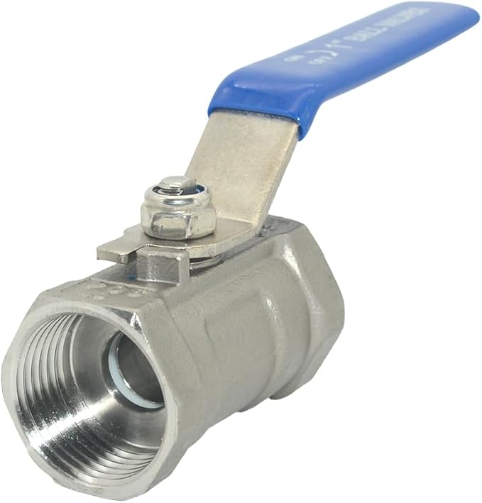 VARMHUS 1" Stainless Steel 304 Ball Valve 1Pc Type NPT Female Threaded with Heavy Duty Blue Vinyl Insulation Handle,CF8M Ristricted Flow,1000 WOG (1")