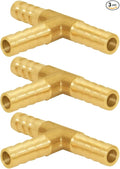 3PCS Solid Brass 5/16"OD Barb Tee Splicer Mender Hose Barb Fitting 3-Way Union Intersection for Water/Oil/Gas