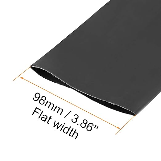 uxcell Heat Shrink Tubing, 60mm Dia 98mm Flat Width 2:1 Rate Shrinkable Tube Cable Sleeve 1m - Black