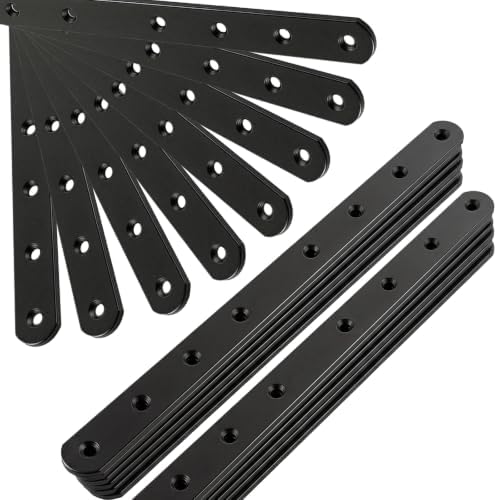 24Pack Straight Brackets Black Mending Plate 10In Metal Brackets for Brace