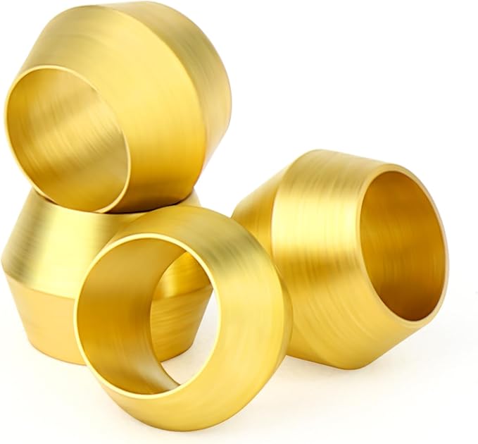 GASHER 100PCS Brass Compression Fitting, Brass Compression Sleeve Ferrules 3/16" Tube OD