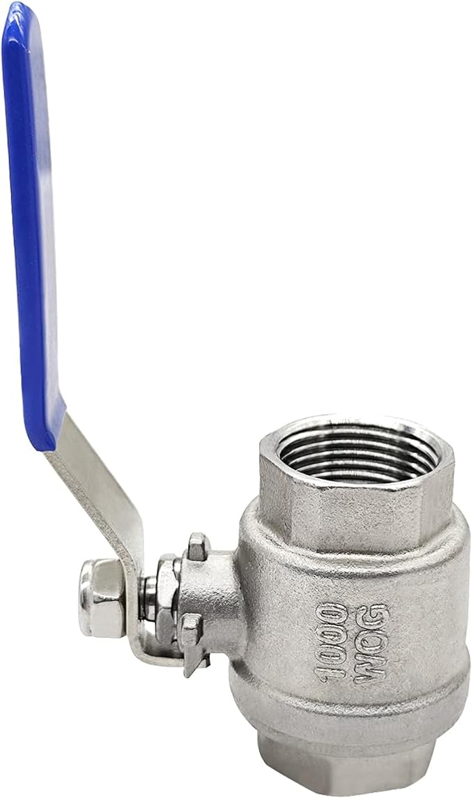 1-1/2" NPT Female 304 Stainless Steel Full Port Ball Valve with Blue Vinyl Handle 1000 WOG (1-1/2 inch)