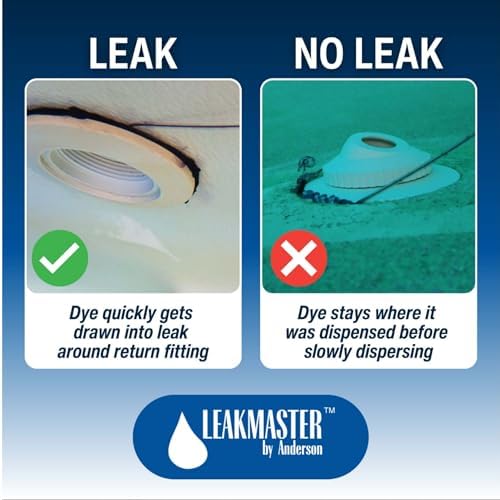 Leakmaster Pool Leak Detection Kit – 8 oz Blue Dye with Reusable Syringe – High-Visibility Leak Finder for Pools, Hot Tubs & Spas – 40+ Refills– Professional Water Tracing Tool (2 Pack)