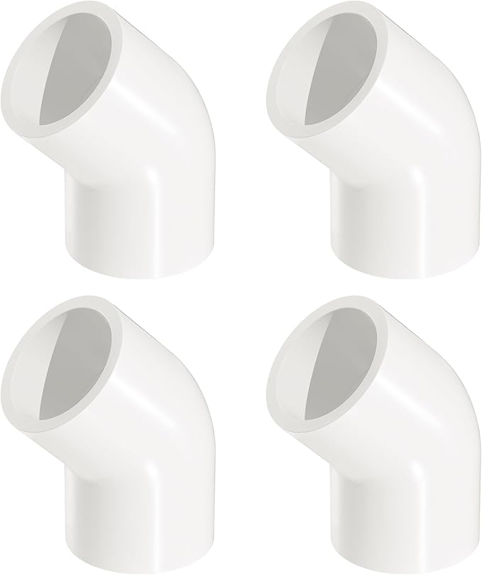 1-1/4" 4 Pcs 45° Elbow Pipe Fittings (Socket x Socket), Heavy Duty 2 Way Right Angle Pipe Fitting for DIY Creations, Schedule 40 PVC Coupling Adapter
