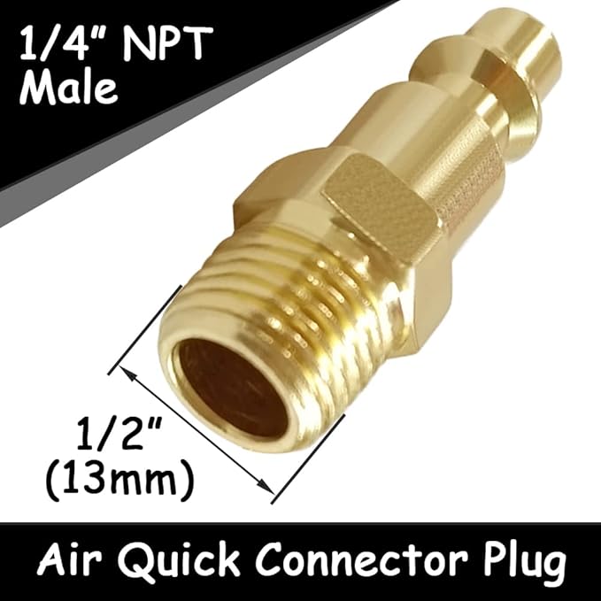 2PCS Brass 1/4 Inch NPT Ball Valve and Air Connect, 1/4" NPT Male to Female Shut-off Valve with 1/4" NPT Male Industrial Air Hose Quick Plug for Air Compressor Pneumatic Coupler Fitting Adapter