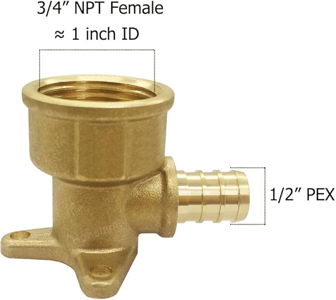 Hooshing 2PCS Drop Ear Elbow Pex Fittings 1/2" Pex x 3/4" NPT Female Adapter Brass Crimp Fittings for Pex Pipes Plumbing Jobs