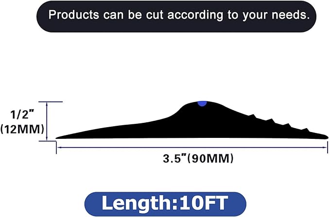 ToLanbbt 10Ft/3.05M Universal Garage Threshold Seal Strip with 300ml Black Sealant/Adhesive, Garage Door Bottom Weatherproof Strip Rubber DIY Weather Stripping Replacement (Black-Blue Line)