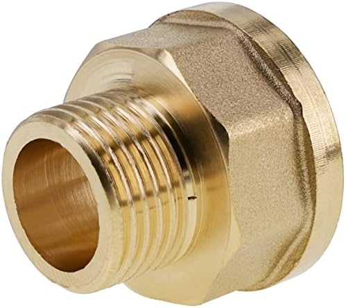 2 Pack Brass Pipe Fittings, 1/2" to 3/4" Pipe Reducer Adapter Coupler, 1/2" NPT Male Pipe x 3/4" NPT Female Pipe Fitting