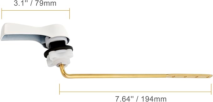 Hibbent 2 Pack Universal Front Mount Toilet Handle Tank Flush Lever Replacement Handle with 2 Pieces Stainless Steel Flapper Chains for Most Front Mount Toilets- White Finish