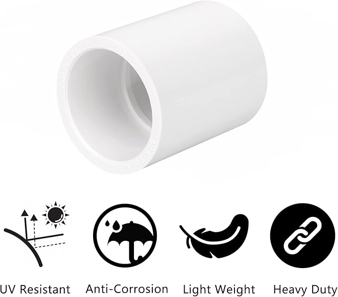20 Pack 3/4" PVC Pipe Coupling Adapter Pipe Fittings (Socket x Socket) Contractor Pack Schedule 40 Heavy Duty 3/4 Inch PVC Slip Socket Connectors for DIY PVC Shelf Garden Support Structure, White