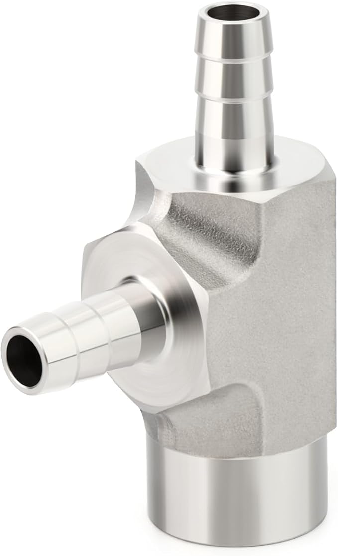 TAISHER 1PCS Forging of 304 Stainless Steel 3 Way Tee Hose Barb Fitting, 3/8" Hose Barb x 3/8" Hose Barb x 3/8" NPT Female for Fuel/Air/Lquid/Gas with 2PCS Hose Clamp
