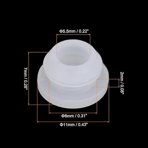 MECCANIXITY 20Pcs Snap Rubber Grommet Plug Mount Dia 8mm ID 5.5mm Narrow Groove Width 2mm Seal Anti-Scratch for Electrical Box Cable Pipes Transparent