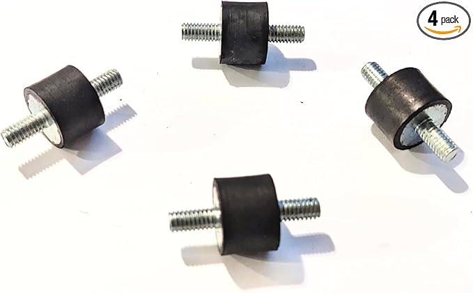 4 Rubber Vibration Isolator Mounts (1" Diameter x 3/4" Height) 5/16-18 x 3/4" Long Studs Male/Male