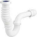 (1 Pack) Yariwiz White P Trap 1 1/2 Inch for Bathroom Kitchen Sink Drain Pipe Tubular Kit with Adjustable J-bend, White Threaded Adapter and Blue TPE Washer KSD-004W