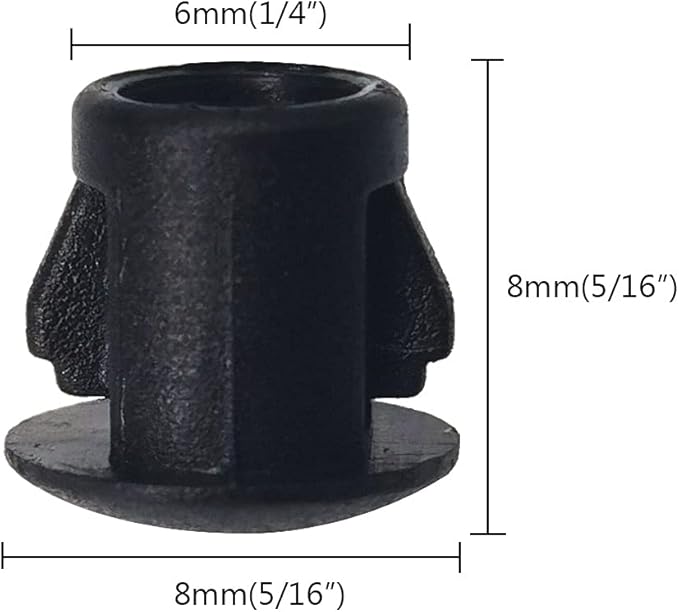 Hole Plugs 1/4" Plastic Flush Type Hole Plugs for 5.5-6mm Hole Snap in Locking Hole Tube Screw Caps Drilling Cover Plugs Fastener Covers for Kitchen Cabinet Furniture Black 100 Pack