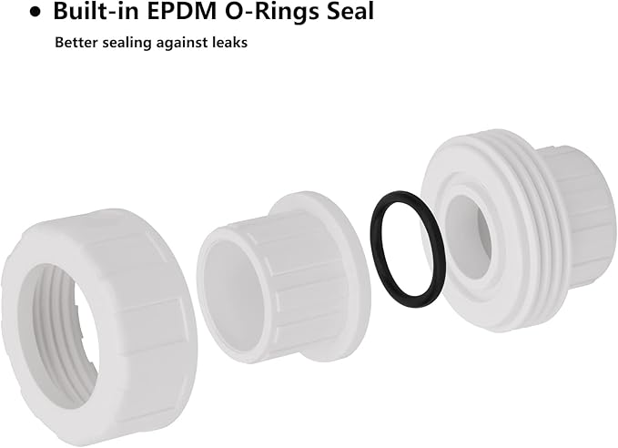 4Pcs 1" PVC Union Coupling Pipe Fitting (Socket x Socket) 1Inch PVC Slip Union PVC Adapter Coupling Schedule 40, EPDM O-Ring, White