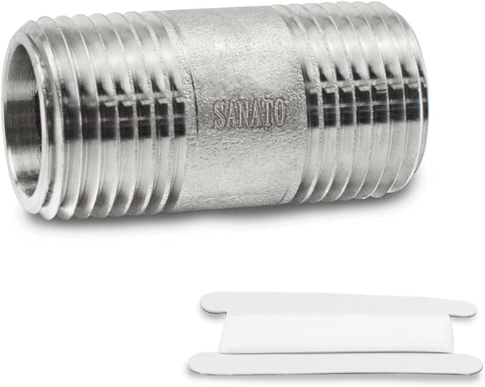 SANATO 1 Pcs SS 304 Forging Nipple Cast Piple, 1/4" NPT x 1/4" NPT Male Threaded, 50mm Piple Fittings