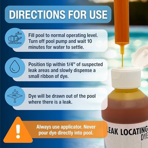 Leakmaster Pool Leak Detection Kit – 8 oz Yellow Dye with Reusable Syringe – High-Visibility Leak Finder for Pools, Hot Tubs & Spas – 40+ Refills– Professional Water Tracing Tool (2 Pack)