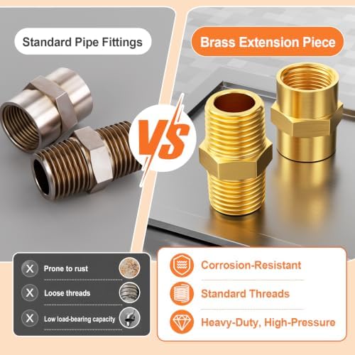 GASHER 24PCS Brass Pipe Fitting, Hex Nipple Brass Hex Coupler, 1/8" x 1/8" NPT Male Thread Pipe, 1/8Inch x 1/8Inch NPT Female Thread Pipe