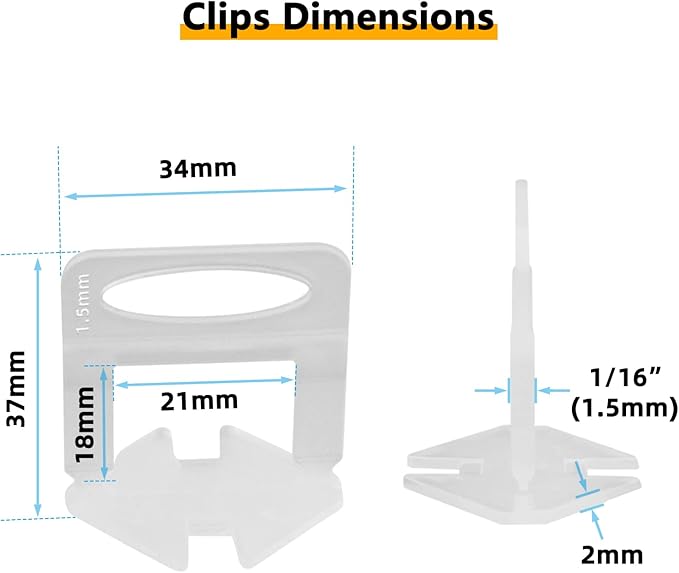 Tile Leveling System 1000-Piece Tile Leveling Spacer Clips and 300-Piece Reusable Wedges Tile Leveler Tool Set for Ceramic Tile and Stone Installation (1/16 Inch)