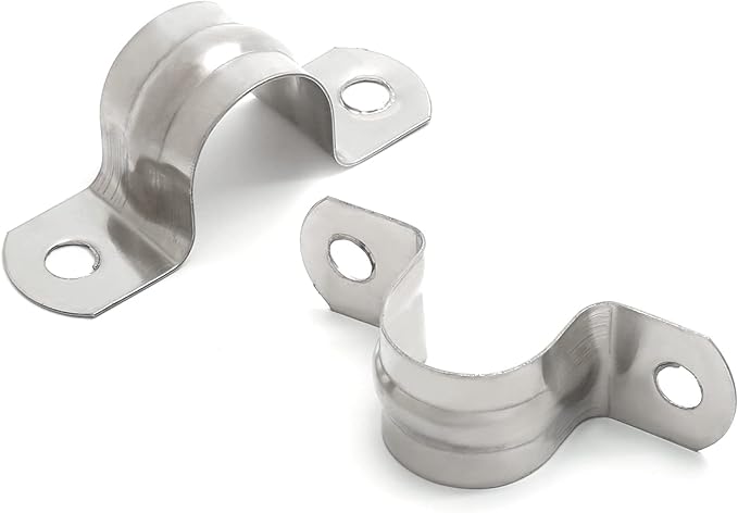 50PCS M20 (3/4 Inch) Conduit Clamps, Stainless Steel Two Hole Strap U Bracket Rigid Pipe Strip, Cable Clamp Hanger with 2 Holes Fit for 3/4 inch Pipes OD