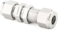 TAISHER 1PCS 316 Stainless Steel Thru-Bulk Bulkhead Compression Tube Pipe Fitting Connector, 3/8" Tube OD x 3/8" Tube OD Straight Adapter