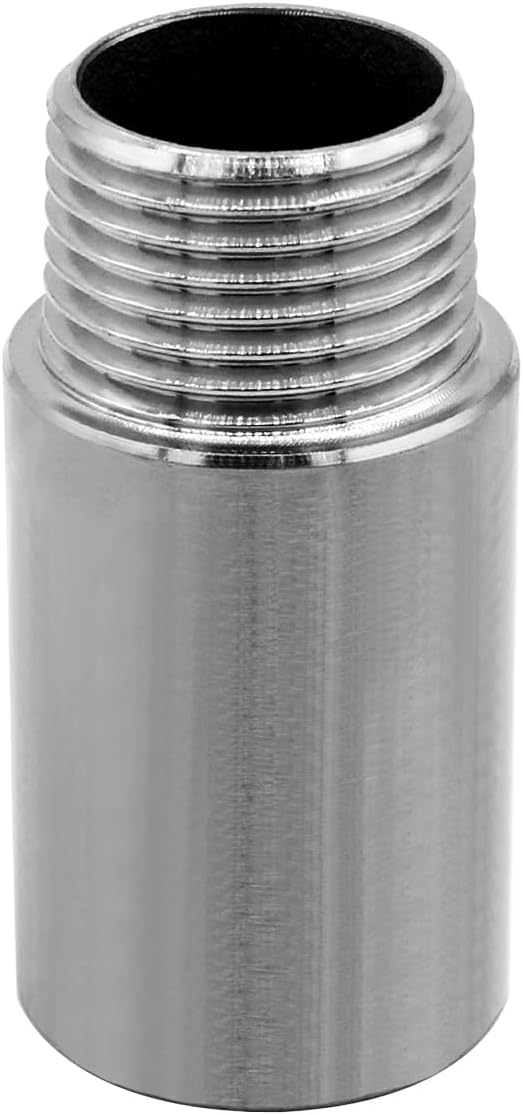 Stainless Steel Pipe Fitting 1/2" NPT Male x 1/2" NPT Female Thread Nipple Cast Pipe 2"（50mm) Length 2PCS