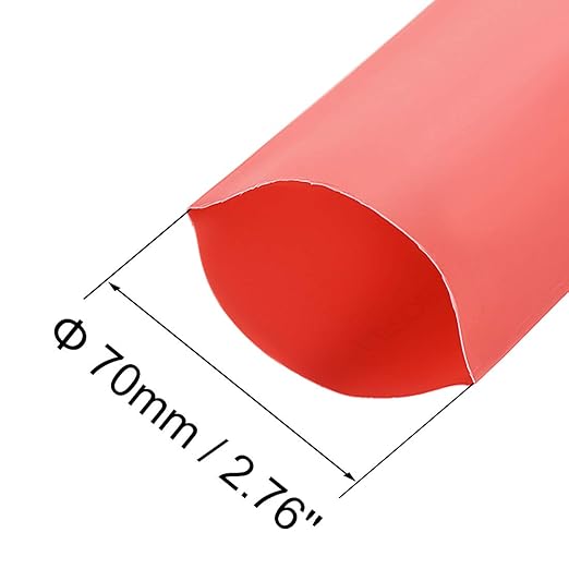 uxcell Heat Shrink Tubing, 70mm Dia 113mm Flat Width 2:1 Rate Shrinkable Tube Cable Sleeve 1m - Red